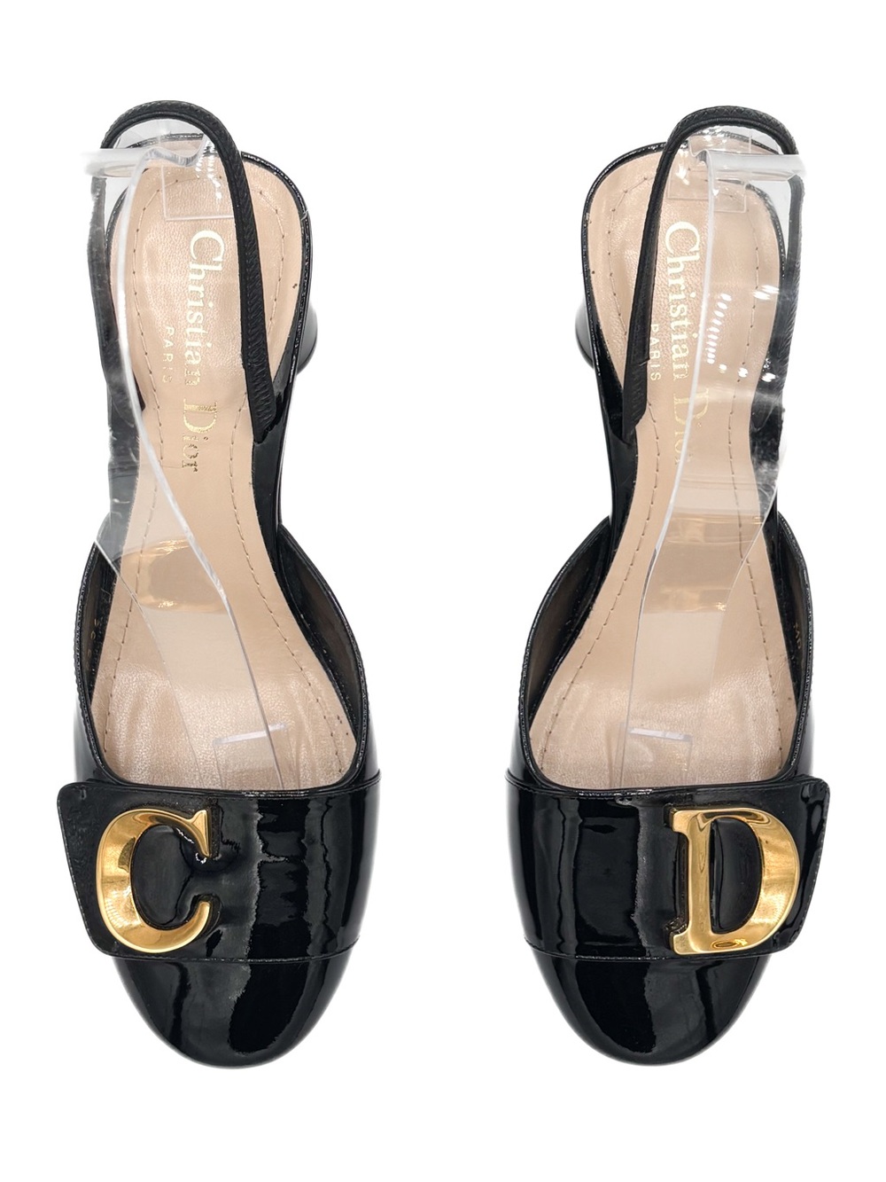 Christian Dior C’est Dior Patent Slingback Heels CD Logo 36